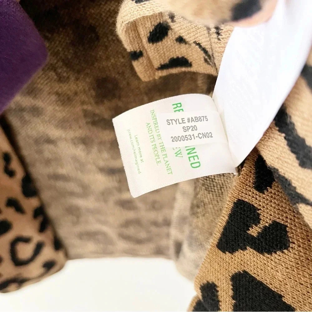 J.Crew Sophie Open-Front Leopard Sweater Blazer Relaxed Fit Wool Blend X-Small - Picture 6 of 9